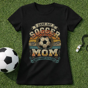 Camiseta Crachá de Dia de Jogo da Mãe de Futebol Vintage