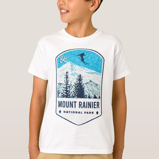 Camiseta Crachá de Esqui do Parque Nacional do Monte Rainie (Frente)