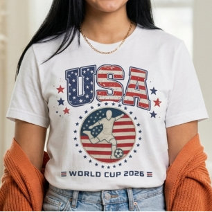 Camiseta Crachá de Estrela de Jogador de Futebol Patriótico