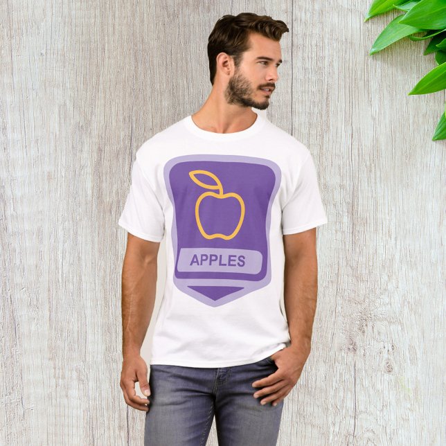 Camiseta Crachá de Fruta de maçã roxa (Criador carregado)