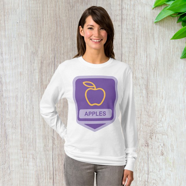 Camiseta Crachá de Fruta de maçã roxa (Criador carregado)