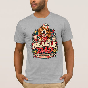 Camiseta Crachá de Impressão de Pata de Diner Retro Beagle