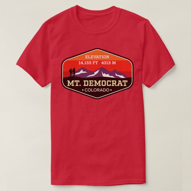 Camiseta Crachá de Montanha do Mt Democrat Colorado 14ers (Frente do Design)