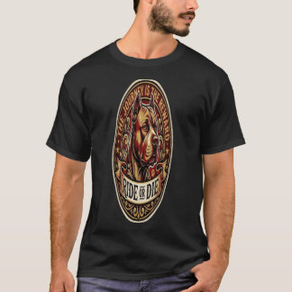 Camiseta Crachá de Motociclista Vintage Ride or Die Pitbull