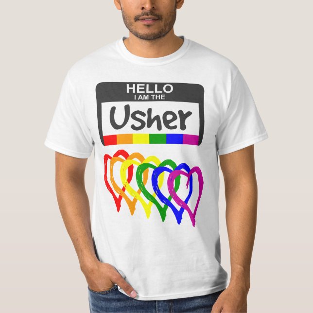 Camiseta Crachá de Nome de Usher do Arco-Íris Sinalizador C (Frente)