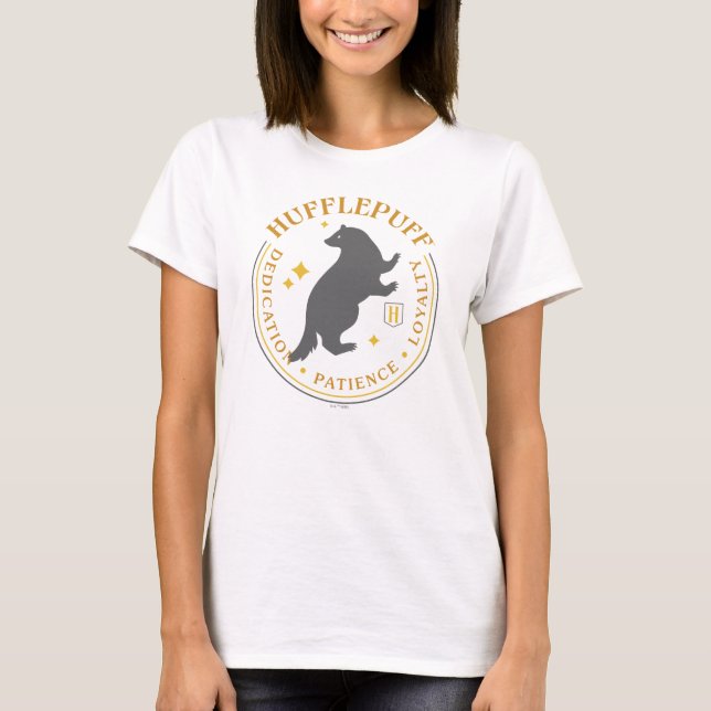 Camiseta Crachá de Orgulho da Casa HUFFLEPUFF™ (Frente)