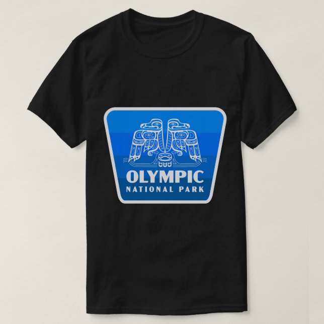 Camiseta Crachá de pássaros do Parque Nacional da olimpiada (Frente do Design)
