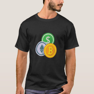 Camiseta Crachá de Peito Pequeno com Criptomoeda BTC Crypto