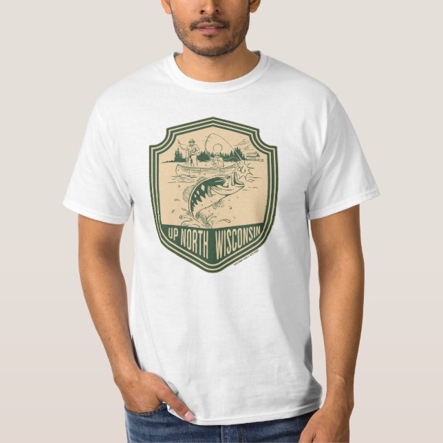 Camiseta Crachá de Pesca Norte de Wisconsin (Frente)