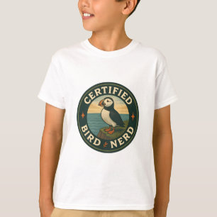 Camiseta Crachá de Vintagem Costeira de Puffin Atlântico