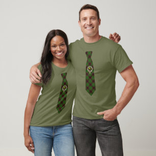 Camiseta Crachá do Clã Escocês Buchan & Gravata de Tartan 