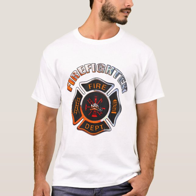 Camiseta Crachá do cromo do departamento dos bombeiros (Frente)