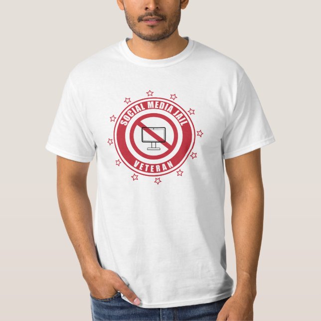 Camiseta Crachá Veterano de cadeia de mídias sociais (Frente)