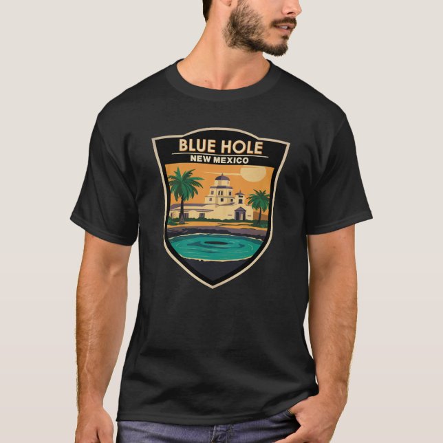 Camiseta Crachá Viagem de Arte do Novo México Blue Hole (Frente)