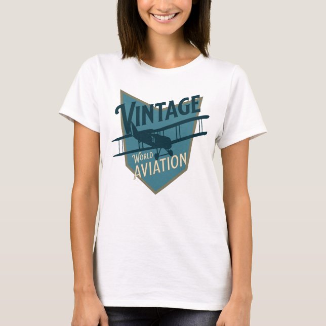 Camiseta Crachá Vintage World Aviation (Frente)