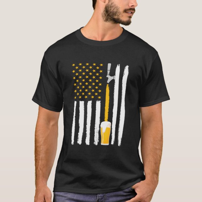 Camiseta Craft Beer American Flag Usa 4Th July Brewery (Frente)