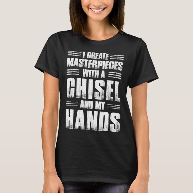 Camiseta Crafting Dad Crafter Woodworking Chisel in Hands (Frente)