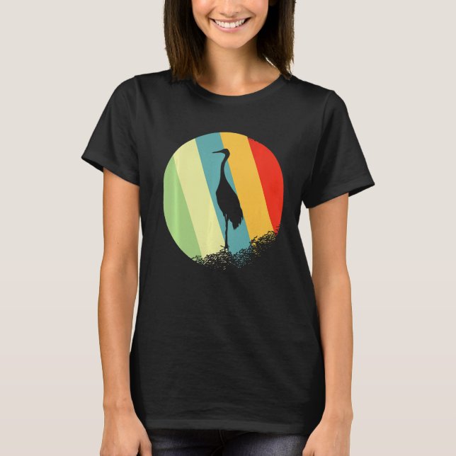 Camiseta Crane Animal Round Com Cores Retroativas (Frente)