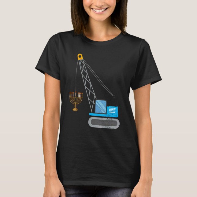 Camiseta Crane Construction Chanukah Pajamas Toddler Boys H (Frente)