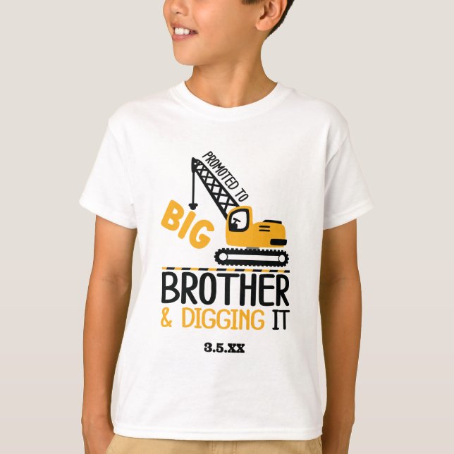 Camiseta Crane de Construção Grande Irmão Escavando-O Crian (Frente)