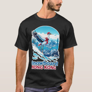 Camiseta Crane De Snowboard Em Hong Kong Blue Skyline