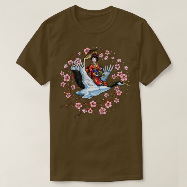 Camiseta Crane Geisha Japonês (Frente do Design)