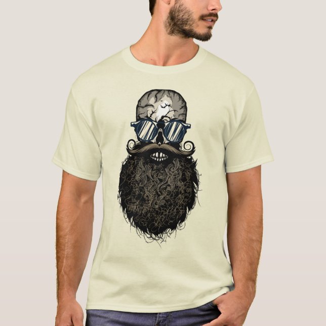 Camiseta crane_hipster_skull_tete_de_mort_barbu_barbe_moust (Frente)