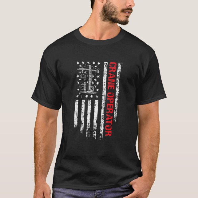 Camiseta Crane Operator US Flag  Crane Operator (Frente)