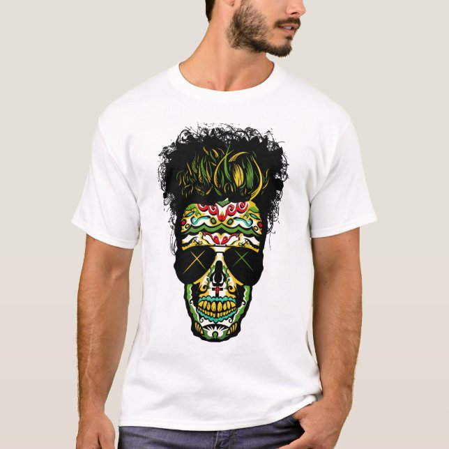 Camiseta crane_tete_de_mort_mexicaine_hipster_mexicain_lune (Frente)