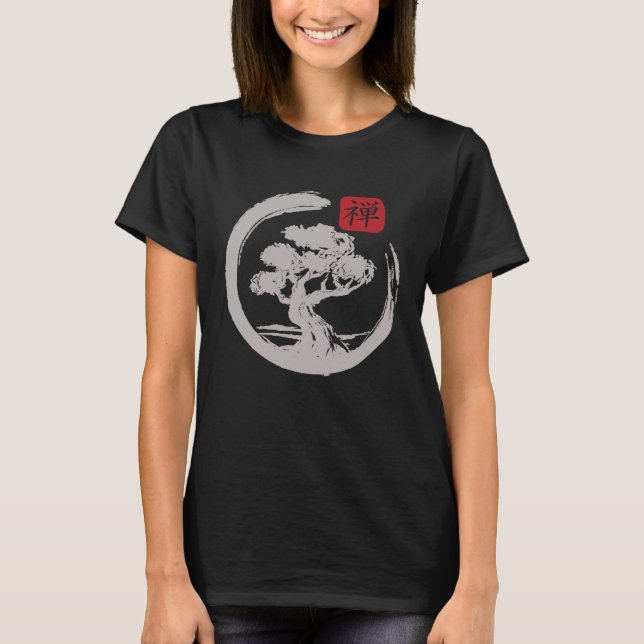 Camiseta Crane Tree Zen Enso Circle (Frente)