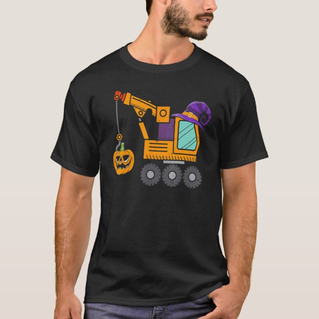 Camiseta Crane Truck Pumpkin Toddler Baby Boys Halloween Ki (Frente)