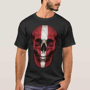 Camiseta Cráneo da Bandeira da Letônia Raízes Letãs Orgulho