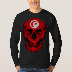 Camiseta Cráneo da Bandeira da Tunísia Raízes Tunisinas Org