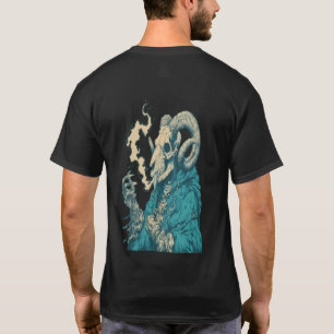 Camiseta Cráneo de Carneiro Fumante Oculto Gráfico de Quadr
