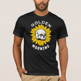 Camiseta Cráneo de Girassol do Sol da Manhã Dourado