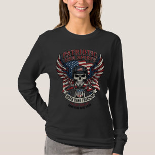 Camiseta Cráneo de motociclista patriota Motociclista Liber