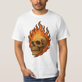 Camiseta Cráneo Flamejante de Rebirth Desenho de Poder Arde