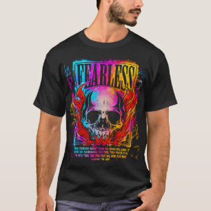 Camiseta Cráneo Flamejante Sem Medo Grafite Neon Motivação
