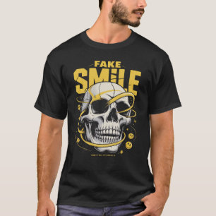 Camiseta Cráneo Gráfico com Sorriso Falso