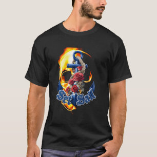 Camiseta Cráneo Pirata Flamejante Corsário