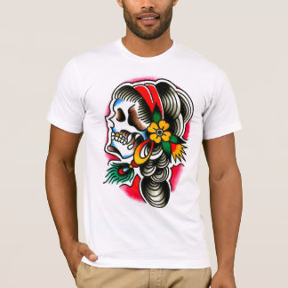 Camiseta Crânio aciganado com pena do pavão