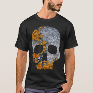 Camiseta crânio alaranjado do granito do líquene