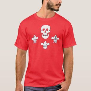 CAMISETA CRÂNIO ALEGRE DE ROGER E BANDEIRA DE TRÊS LÍRIO