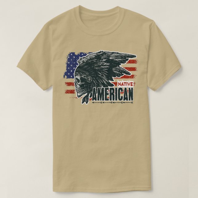 Camiseta Crânio Americano 5 Nativo (Frente do Design)