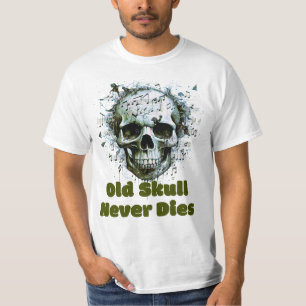 Camiseta Crânio Antigo Nunca Morre, Crânio de Nota Musical