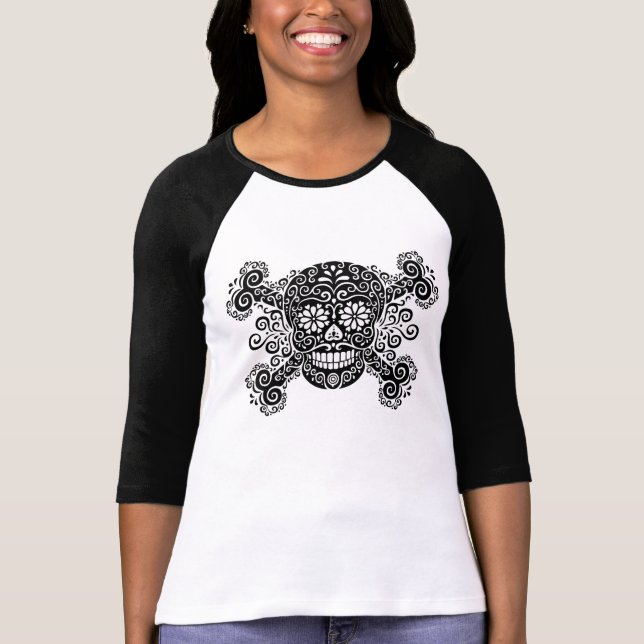 Camiseta Crânio Antiquado e Crossbones (Frente)