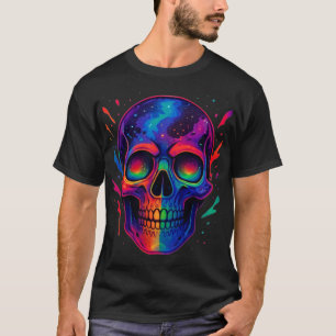 Camiseta Crânio Arco-íris Cósmico