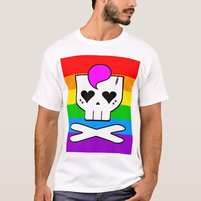 Camiseta Crânio Arco-íris Kawaii Rave (Frente)
