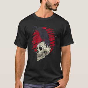 Camiseta Crânio Assustador Corvo Sinistro Animal Gótico Esq