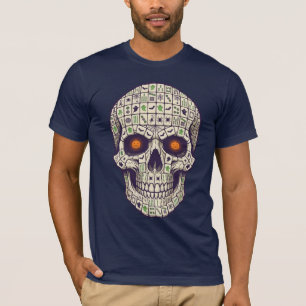 Camiseta Crânio Assustador de Mahjong Arte de Halloween Gót
